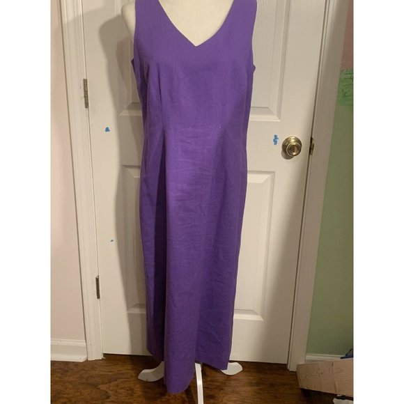 Sag Harbor Purple Linen Blend 2 Piece Sheath Dress w/ Jacket‎ Floral Size 10 - Picture 6 of 16